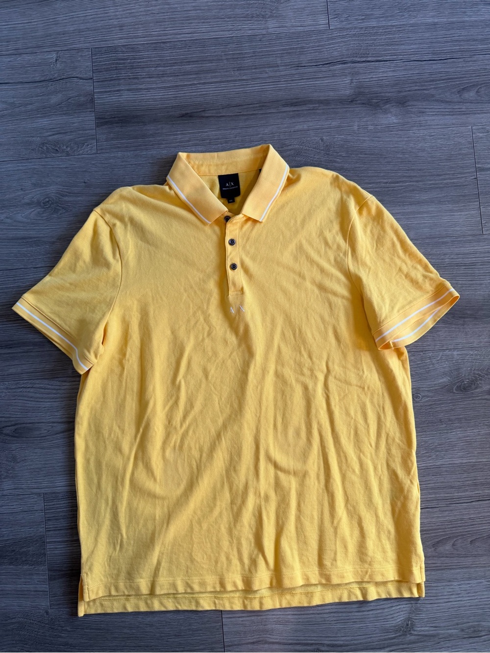Armani Exchange Yellow Short-Sleeve Polo with Contrast Trim
